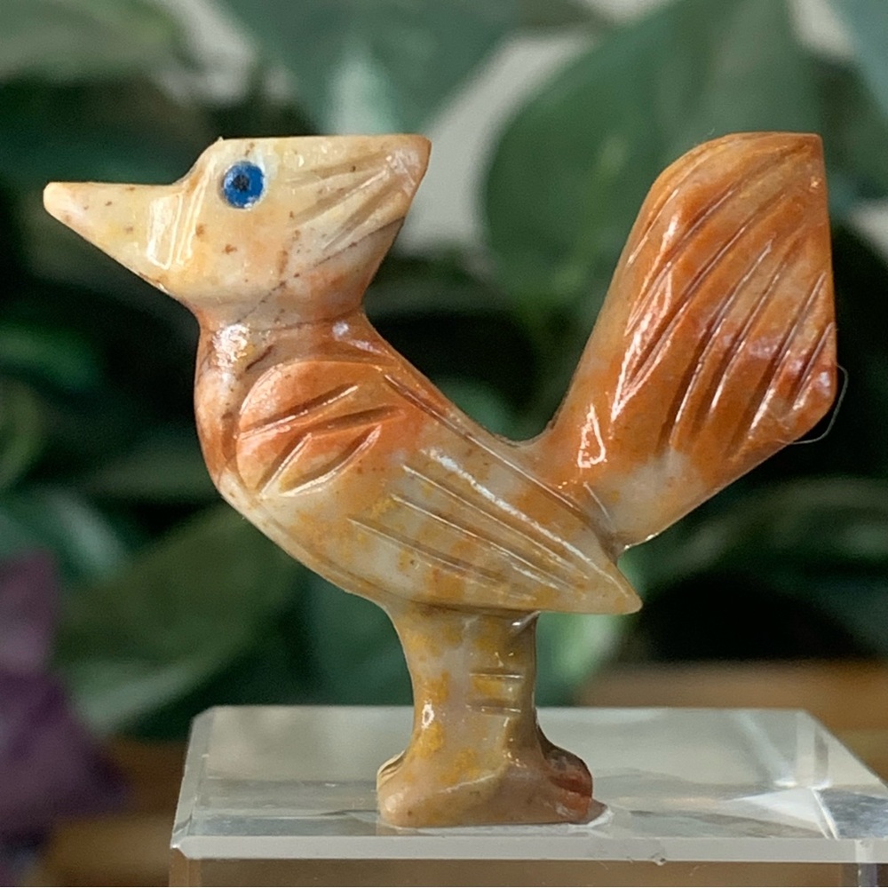 Miniature ROADRUNNER Stone Carving Mini Figurine Soapstone Bird Carved Animal